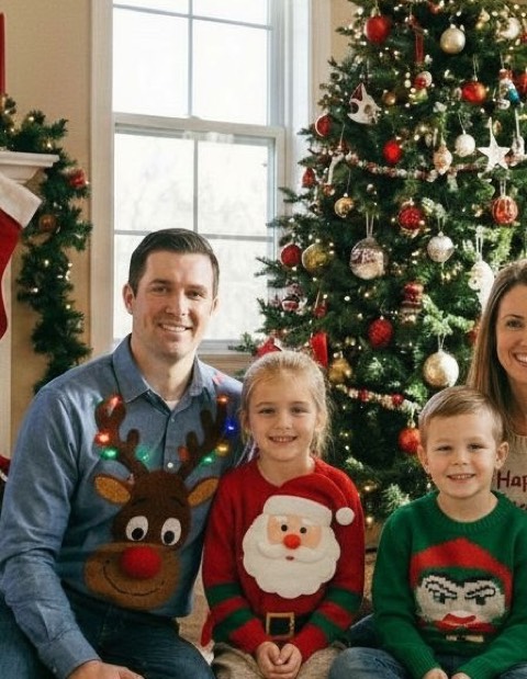 Ugly Christmas sweater style generated from a photo with PicToon