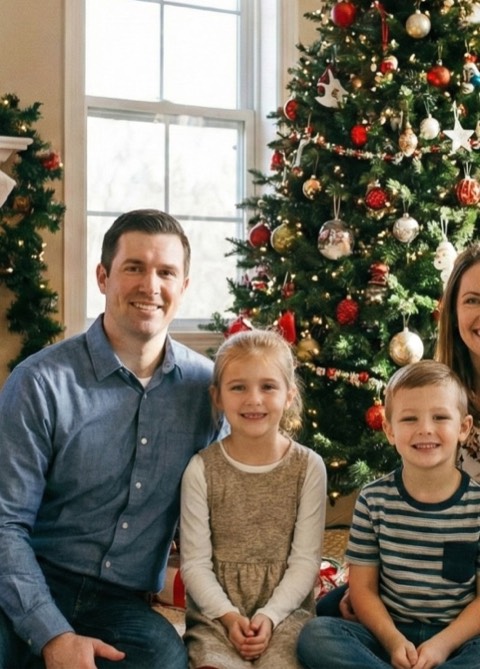 Photo before the Ugly Christmas sweater transformation
