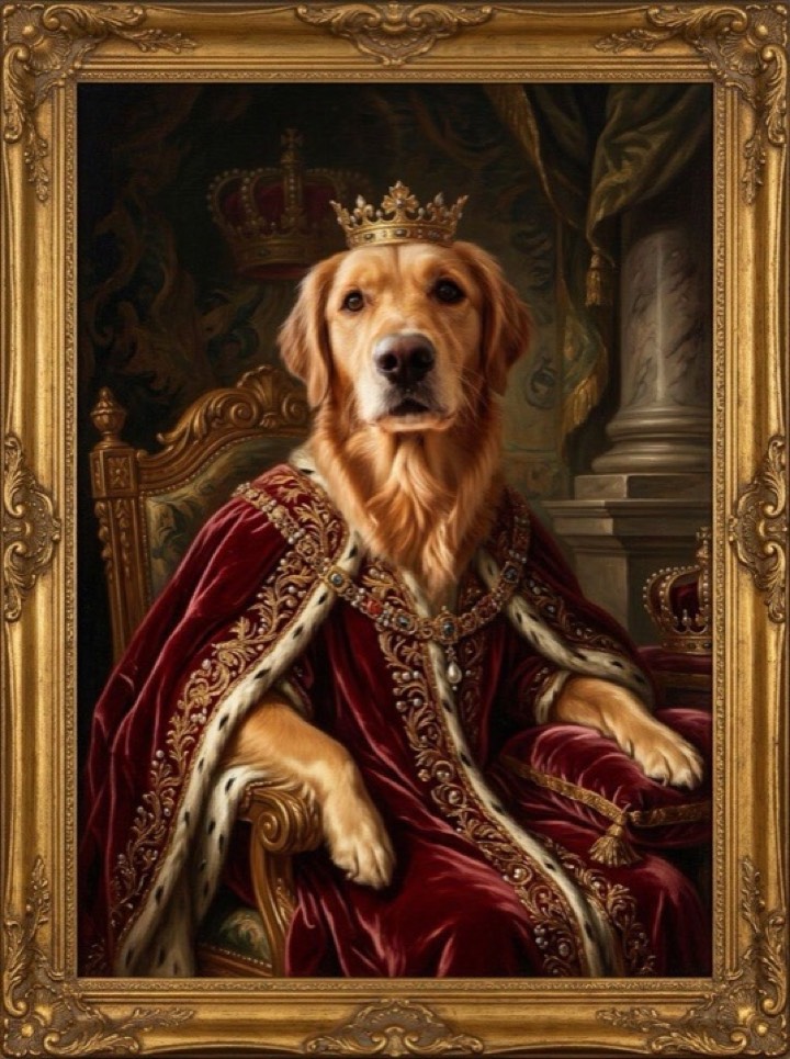 The same photo transformed with the Royal Portrait style in PicToon