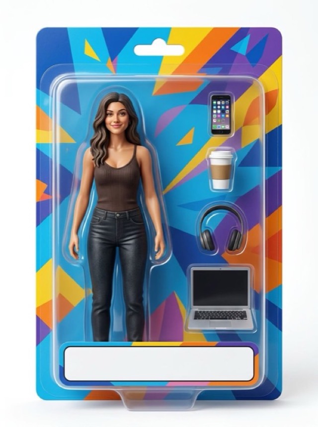 The same photo transformed with the Boxed Action Figure style in PicToon