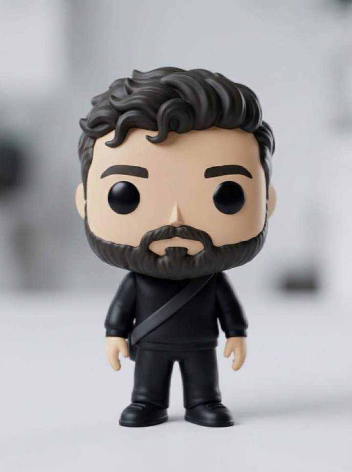 The same photo transformed with the Vinyl Figure style in PicToon